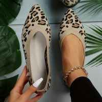 xixibeauty Womens Leopard Print Flat Shoes, Pointed Toe Slip-on Casual Flat Shoes, Womens Lightweight Shoes