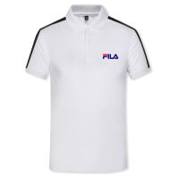 New_Fila คลาสสิกตัวอักษรโลโก้เสื้อโปโลผู้ชายสั้นแขนเสื้อฝ้าย Casual เสื้อเสื้อ