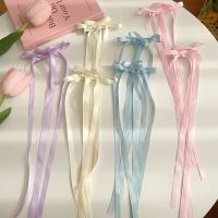 Korean Sweat Ballet Long Ribbon Satin Small Bows Hairpins Barrettes for Girls Women Trendy Kids Hair Clip Accessories 2023 New