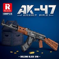 Reobrix ปืนไรเฟิล AK47 1366ชิ้นชุดหน่วยสวาทกองทัพของเล่นอาวุธบล็อกตัวต่อสำหรับเด็กและผู้ใหญ่