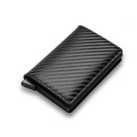 【CC】 DIENQI Carbon Card Holder Wallets Men Brand Rfid Trifold Leather Wallet Small Money Male Purses