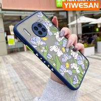 YIWESAN เคสสำหรับ Huawei Mate 30 Pro Mate 30 Lite เคสการ์ตูนกระต่ายน่ารักและดอกไม้มีน้ำค้างแข็งโปร่งใสแข็งลายขอบสี่เหลี่ยมด้านข้างกล้องปลอกซิลิโคนเคสนิ่มป้องกันการกระแทก