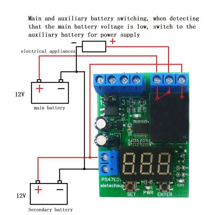 dc-12v-24v-led-digital-relay-switch-control-board-module-relay-module-voltage-detection-charging-discharge-monitor-test-electrical-circuitry-parts