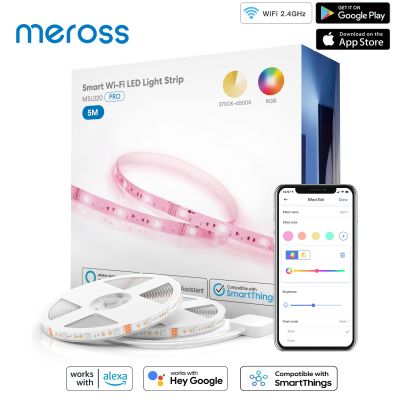 Meross Smart LED Strip Lights RGBWW WiFi Strip Led Lights for Bedroom TV Party Work with Alexa Google Assistant and SmartThings LED Strip Lighting