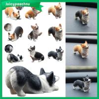 JUICYPEACHNU 2ชิ้นยางซิน Corgi มินิโฮมออโต้ตกแต่งภายในรถอุปกรณ์เสริมรถยนต์ตกแต่งแดชบอร์ดของเล่นสุนัขของตกแต่งบ้านลูกสุนัข