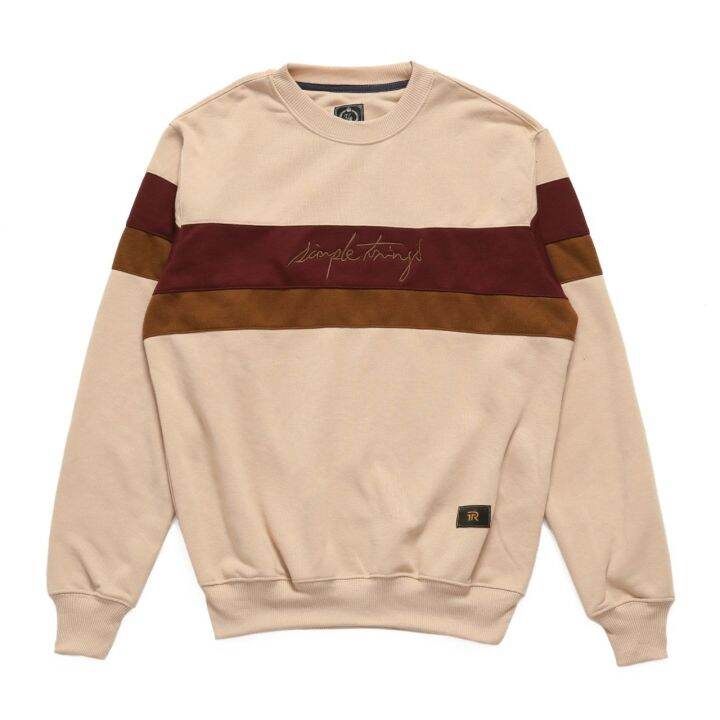 sweater pria combinasi 3 warna T.R bahan cotton flacee gramasi 300