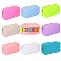 【cw】Waterproof Nylon Durable Toiletry Cosmetic Bag Solid Color Female Makeup Bag Travel Beauty Organizer Letters Patch Gift Pouch ！