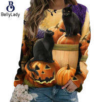 95% Polyester 5% Spandex Halloween Casual Print Sweatshirt【fast】