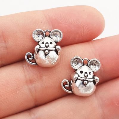 【YF】 10 pçs 15x15mm antigo prata cor mole mouse encantos ajuste colares pingentes pulseiras artesanal diy jóias acessórios fazendo