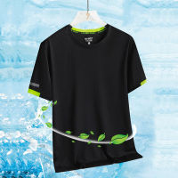 Mens Short Sleeve T-shirt Summer Ice Silk Thin Quick Drying T-shirt Casual Top Mens Wear