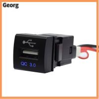 GEORG QC3.0 ที่ชาร์จ USB ในรถยนต์ 12-24โวลต์ เอบีเอสเอบีเอส ตัวแปลงอินพุต USB ทนทานต่อการใช้งาน วิทยุเครื่องเสียงรถยนต์ สายเชื่อมต่อซ็อกเก็ต สำหรับ Camry Camry อุปกรณ์เสริมรถยนต์