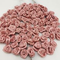 ▽❖☽ (100Pcs/pack) 10x10mm Fresh Pink Ribbon Flowers Small Size Satin Craft Festive Party Decoration