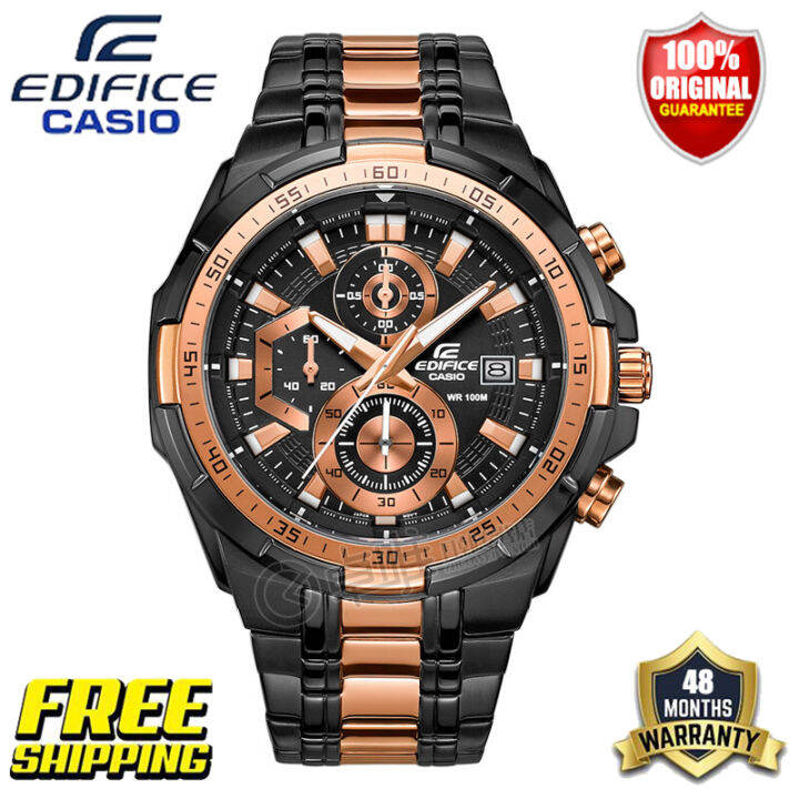 edifice-g-shock-efr-556-ของแท้ผู้ชายแฟชั่นธุรกิจกีฬานาฬิกาควอตซ์ปฏิทินนาฬิกากันกระแทกกันน้ำเหล็กวงรับประกัน-4-ปี-efr-539bkg-1a