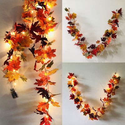 [AYIQ Flower Shop] พร้อม/ไม่มี LED Fall Maple Leaves Fairy String Light ฤดูใบไม้ร่วง Leaf Garland Decor Xmas ฮาโลวีน Christmas Party Decor 2022 New