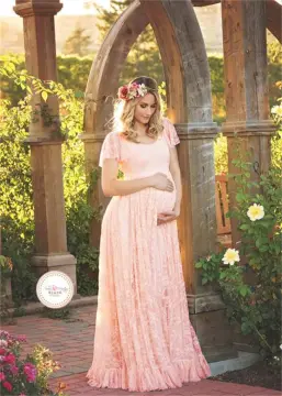 Short Sleeve Lace Chiffon Maternity Dresses Photoshoot Pregnant