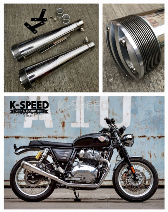 ชุดปลายท่อแต่ง Diabolus Thunder J14C แบบ Slip-on for Royal Enfield GT 650 & Interceptor 650