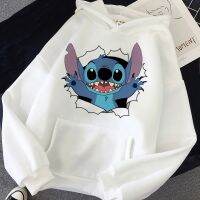 【CW】 Cartoon Ohana Hoodies Kawaii Lilo Streetwear Anime Sweatshirts Female