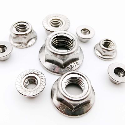 2pcs M4-M12 304 Stainless Steel Prevailing Torque Type All Metal Insert Hexagon Lock Nut With Flange Hex Self Locking GB6187