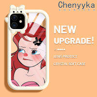 เคส Chenyyka สำหรับ iPhone 11 11 Pro 11 Pro Max เคสลายการ์ตูนนางเงือกสีสันสดใสน่ารักมอนสเตอร์น้อยเลนส์กล้องถ่ายรูปแบบนิ่มซิลิโคนเคสใสกันกระแทกแบบใสง่ายสำหรับป้องกัน