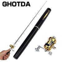 ETXPortable Pocket Telescopic Mini Fishing Pole Pen Shape Folded Fishing Rod With Reel Wheel