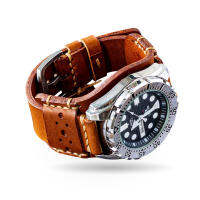 สายนาฬิกาข้อมือหนังแท้แฮนด์เมด Vintage-CL-A (นาฬิกาไม่รวมในรายการขาย) Full bund strap,Tan Leather watch cuff by Tangmo Goods