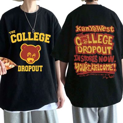 Kanye West College Dropout T-shirt Music Album Double Sided Print Short Sleeve T-shirts Male Female Tee Shirt Hip Hop Streetwear