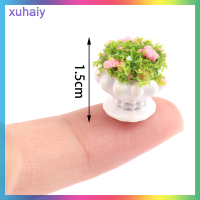 xuhaiy 1:12ตุ๊กตามินิเฟอร์นิเจอร์อุปกรณ์เสริม MINI Green Plant บอนไซกระถางดอกไม้