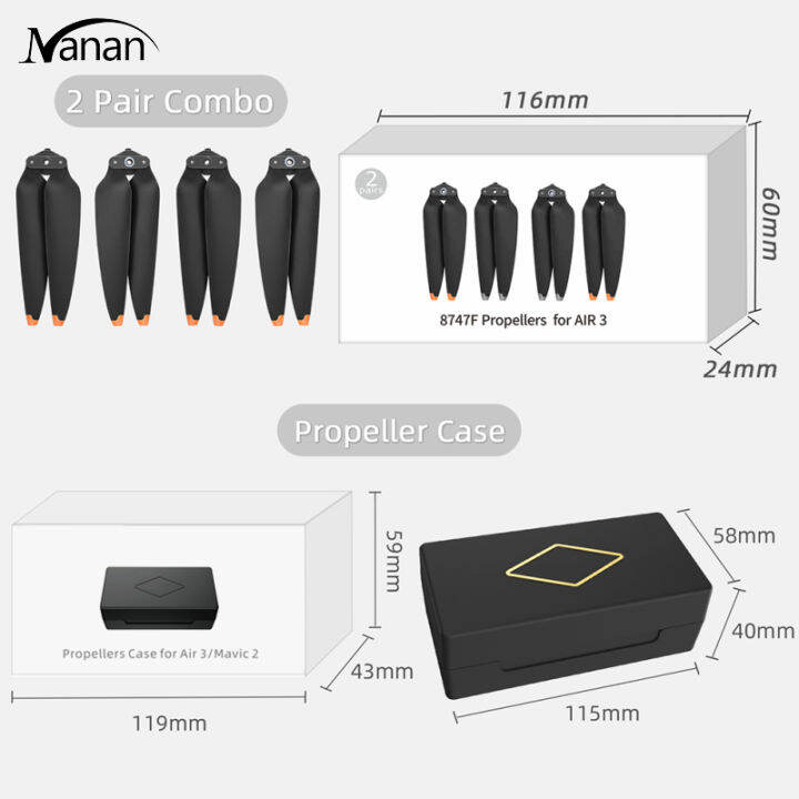 ใบพัด2ชิ้นใช้ได้กับ-dji-air-ใบพัดแบบเงียบ8747f-3ใบพัดแบบถอดเร็วปีกพับได้