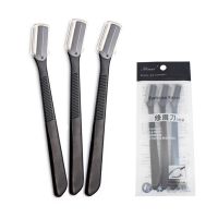 3 Pcs Stainless Steel Eyebrow Trimmer Facial Hair Removal Black Sharp Portable Safety Eyebrow Trimmer Women Beauty Makeup Tools