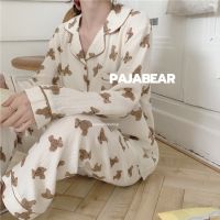 ( รอพรี ) JIPATACHOBSHOP | pajabear ชุดนอนผ้าฝ้าย ชุดนอนแขนยาว ชุดนอนน้องหมี