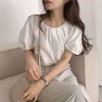 พร้อมส่ง ?✨? minimal cute blouse C3070 เสื้อเบลาซ์ เสื้อท็อปแขนสั้น มี 2 สี ขาว ฟ้า