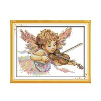 【CC】 The angel who plays the violin cross stitch kit 14ct 11ct count printed stitches embroidery handmade needlework