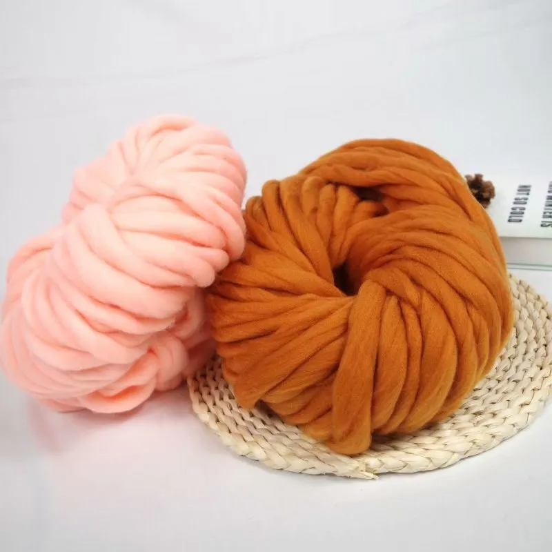 250g 36M Super Thick Natural Merino Wool Chunky Yarn Felt Wool Roving Yarn  for Spinning Hand