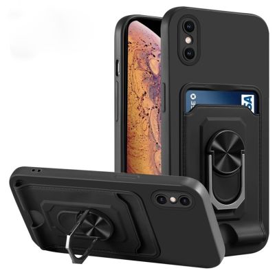 เคสกระเป๋าเก็บบัตรสำหรับ iPhone 13 12 11 Pro Max,เคสโทรศัพท์ซิลิโคนเหลวขนาดเล็กพร้อมช่องใส่กล้องป้องกันขาตั้งห่วงแม่เหล็ก