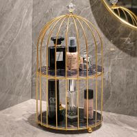 Hot Iron Art สไตล์นอร์ดิก Bird Cage Rack ลิปสติกน้ำหอมเครื่องสำอาง Skin Care Product Storage Rack Finishing Table Rack