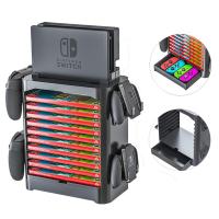 Multifunctional Game Card Storage Case Tower for Switch/Switch OLED Game CD Disc Rack for Joycon Pro Controller Holder Stand Controllers