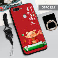 เคสอ่อนสำหรับ OPPO R15เคสโทรศัพท์คลุมทั้งหมด2022ใหม่ป้องกันการตกหล่นกันรอยขีดข่วนฝามีที่ถือวงแหวนโทรศัพท์ &amp; เชือก