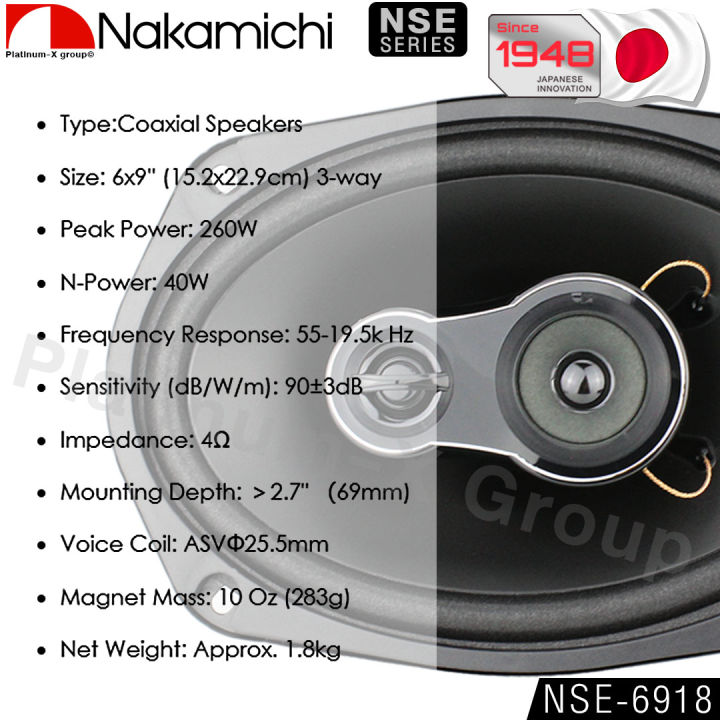 nakamichi-nse6918-ลำโพง-แกนร่วม-6x9นิ้ว-3ทาง-จำนวน1คู่-260w-max-40w-rms-ดอกลำโพง-ลำโพงรถยนต์-ลำโพง-แกนร่วม