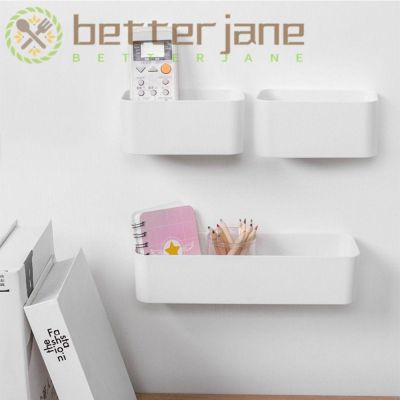 （A SHACK）♞ JANE Punch Free Wall Mounted Organizer Container Cosmetic Storage Box Remote Control Holder Home Decor Air Conditioner Case Stand Rack Sticky Adhesive Hanger Fixed On Wall/Multicolor