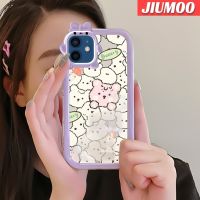 เคส JIUMOO สำหรับ iPhone 12 iPhone 12 Pro Max เคสรูปแบบโบว์รูปหมีน่ารักกันกระแทกเคสโทรศัพท์โปร่งใสฝาครอบป้องกันเลนส์กล้องถ่ายรูป TPU ซิลิกาเจล