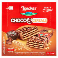 Loacker Choco&amp;Cereals  1 กล่อง มี 4 ชิ้น น้ำหนัก 100 กรัม สินค้ามี HALAL BBF 31/03/24