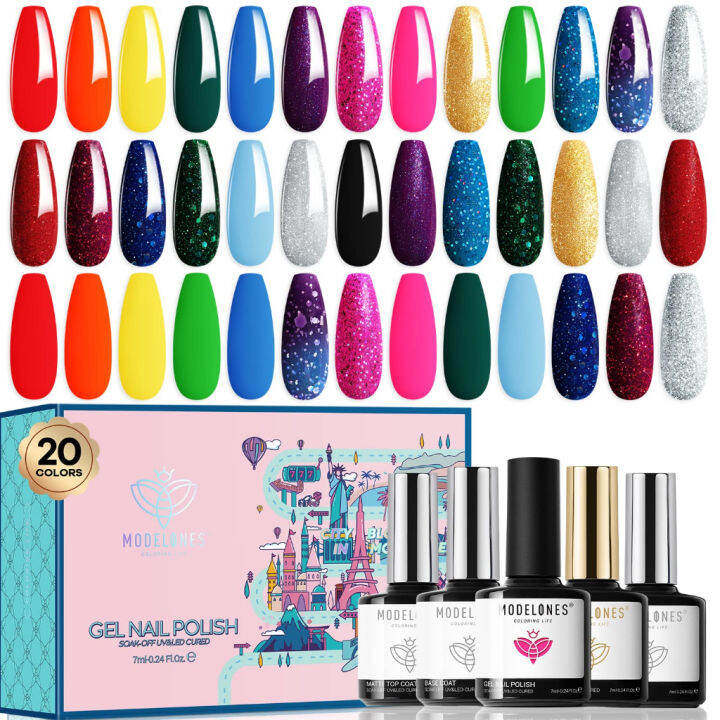 Mdelones Neon Gel Nail Polish Set 24 Pcs 7ML Rainbow Summer Neon