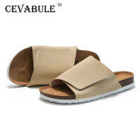 CEVABULE Men S Cork Shoes Fashion Beach Nubuck Leather Slippers For Men KWN ~