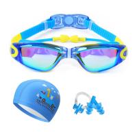 Cartoon Kids Swimming Goggles With Ears Plug Swim Cap Set Boys Girls Anti Fog Silicone for Children Swim Eyewear Pool Glasses