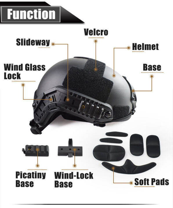 neuim-หมวกทหาร-fast-pj-ฝาครอบ-casco-air-soft-หมวกกันน็อกอุปกรณ์กีฬา-paintball-fast-กระโดดป้องกัน-picatiny-และ-wind-ฐานล็อคและแผ่นรองนุ่มไม่รวม