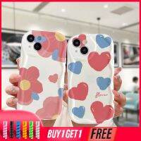 เคส VIVO Y02 Y21S Y20S Y35 Y91C Y16 Y01 Y30G Y15A Y15S Y20 Y3S Y51S Y15C Y11S Y12i Y12S Y22 Y22S Y12 Y30 Y21ดอกไม้สีชมพู Y56เคสขอบโค้งมนหยัก3D นิ่มลายหัวใจสีน้ำ