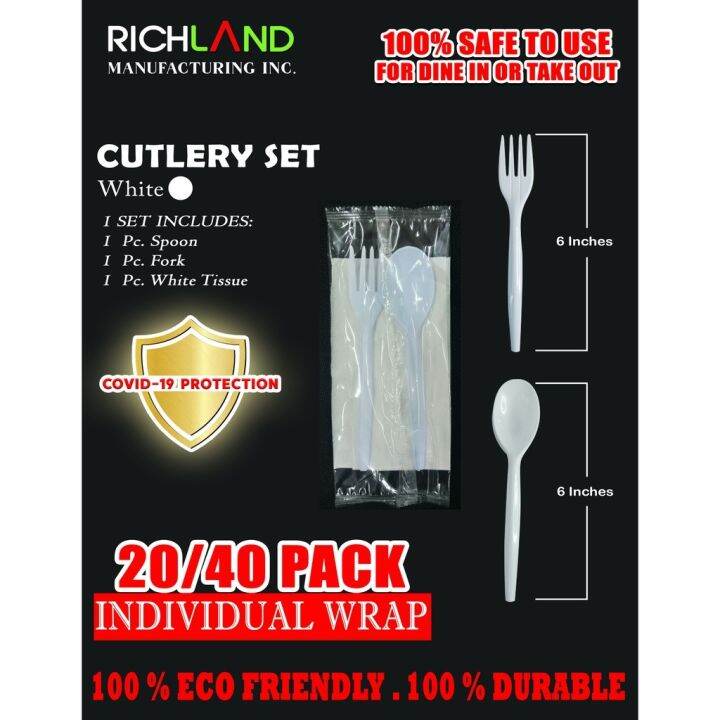 Cutlery set Plastic Spoon and Fork with Tissue (HEAVY DUTY) 20/40 PCS