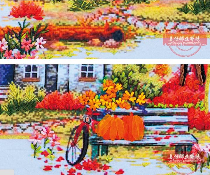 3d-autumn-season-satin-silk-ribbon-embroidery-handcraft-plant-flower-cross-stitch-kit-diy-handmade-needlework-wall-art-decor