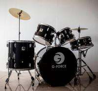 กลองชุด G-Force ขอบโครเมียม 5 ใบ พร้อมฮาดแวร์ครบชุด รุ่น G1012 สีดำ