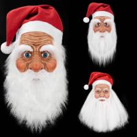 Halloween Mask Latex Headgear Santa Claus White Beard Old Man Mask Christmas Party Cosplay Masks Prop High Quality Gift